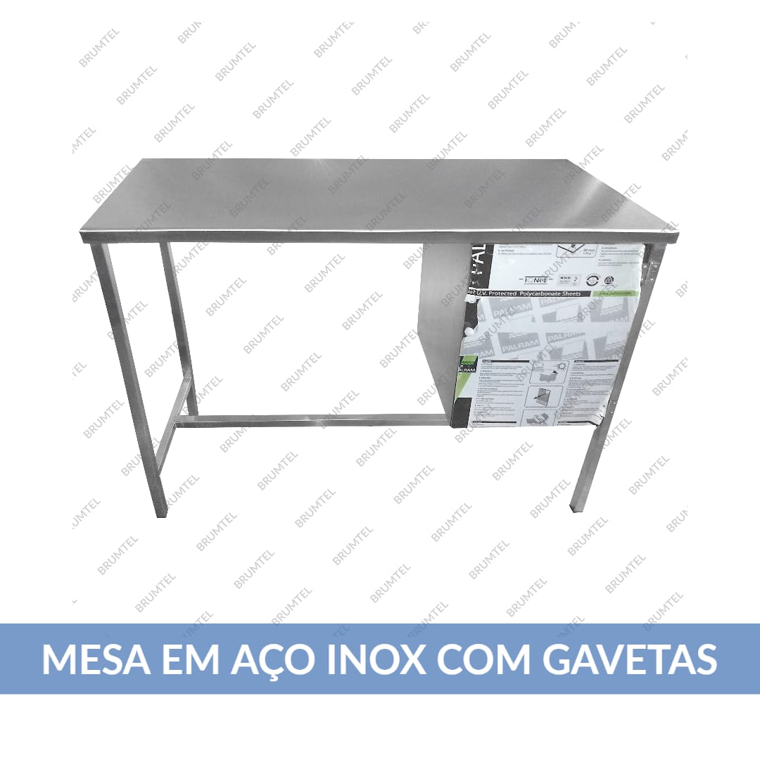 Mesa em Aço Inox com Gavetas Organizadoras