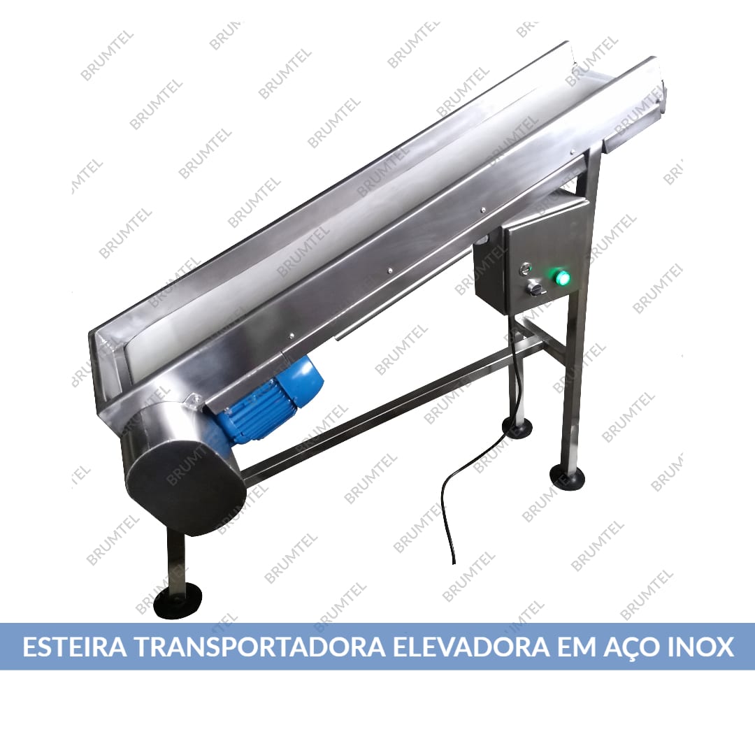 Esteira Transportadora Elevadora em Aço Inox