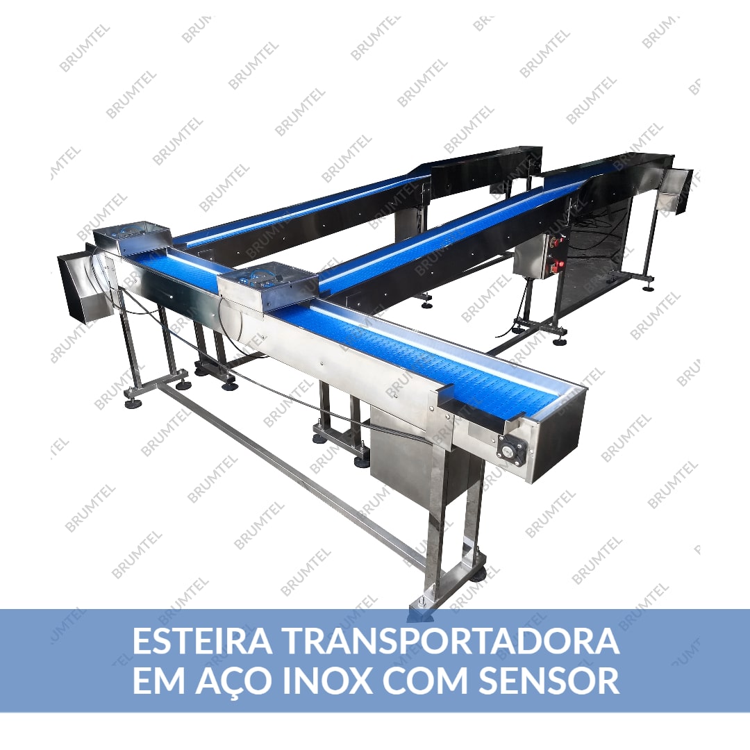 Esteira Transportadora em Aço Inox com Sensor