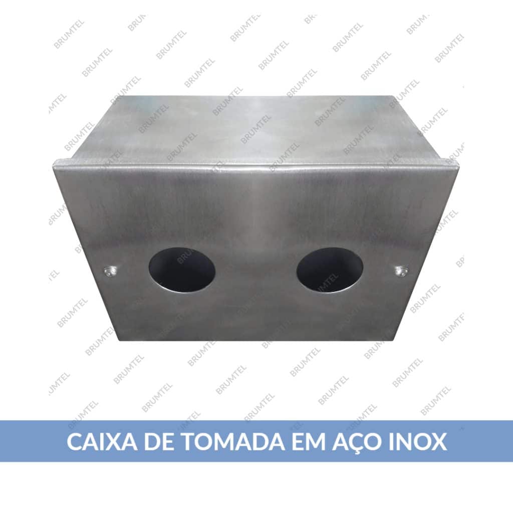 Confecção de Caixa de Tomada em Aço Inox com Furações COMPOSIÇÃO: Material Aço Inox:  304 | 316 | 304L | 316L Acabamento: Escovado | Polido | Eletropolido
