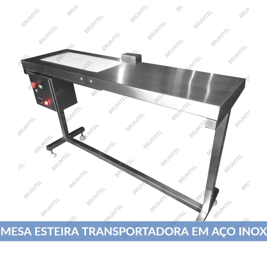 Confecção de Mesa Esteira Transportadora em Aço Inox com Velocidade Variada Inversor de Frequência 1,5CV e Painel de Comando COMPOSIÇÃO: Esteira: Lona | Correia | Esteira Pés: Nivelador | Regulagem Altura |Articulável | Rodízios Material Inox:  304 | 316 | 304L | 316L Acabamento: Escovado | Polido | Eletropolido Rodízios: Fixo | Giratório | Com Trava Material Rodas: PU | PP | NT Garfo: Placa Fixa | Giratório