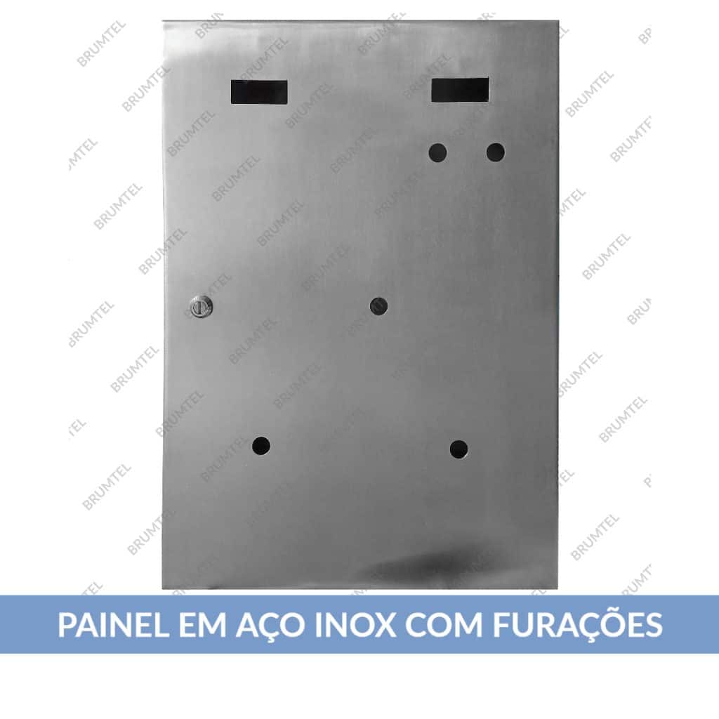 Confecção de Painel em Aço Inox com Furações Confecção de Painel em Aço Inox para Quadro Elétrico Confecção de Painel em Aço Inox para Máquinas Com Tampa Dupla interna para proteção Com Placa de Montagem em Alumínio Com Borracha de Vedação Com Divisória COMPOSIÇÃO: Tampa: Lisa | Furações | Tampa Dupla Interna Interno: Placa de Montagem | Borracha de Vedação | Divisória Material Aço Inox:  304 | 316 | 304L | 316L Acabamento: Escovado | Polido | Eletropolido